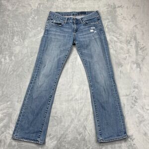 AG Adriano Goldschmied Jeans Womens 28R‎ Blue Denim Distressed Straight USA Made